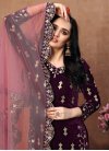 Velvet Embroidered Work Trendy Straight Salwar Suit - 1