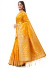 Mustard and Red Woven Work Designer Traditional Saree - 2