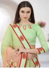 Silk Blend Mint Green and Peach Embroidered Work Trendy Saree - 1