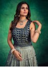 Grey and Navy Blue Faux Georgette Readymade Classic Gown For Festival - 2