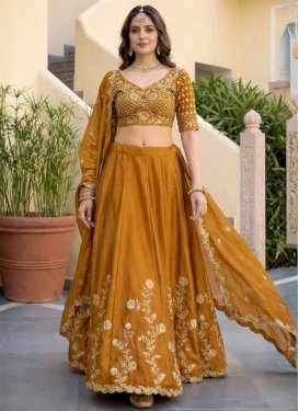Rangoli Silk Designer Lehenga Choli with Embroidered Work in Mustard for Party