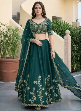 Rangoli Silk Embroidered Work Designer Lehenga Choli in Teal
