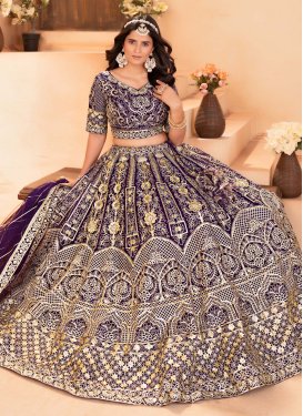 Net Trendy Lehenga Choli with Embroidered Work in Purple