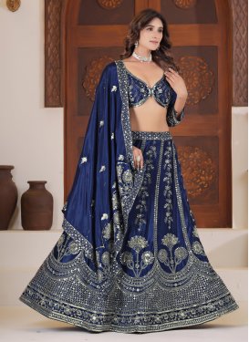 Embroidered Work Designer Lehenga Choli For Party in Navy Blue