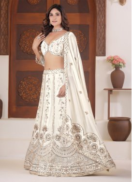Chinon Trendy Lehenga Choli in Off White with Embroidered Work for Women