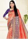 Art Silk Woven Work Navy Blue and Red Designer Traditional Saree - 1