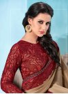 Embroidered Work Beige and Crimson Trendy Classic Saree - 1