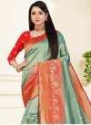 Red and Sea Green  Designer Traditional Saree - 1