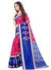 Blue and Rose Pink Cotton Contemporary Style Saree - 1