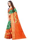 Green and Orange Contemporary Style Saree For Casual - 1