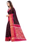 Black and Crimson Cotton Designer Contemporary Style Saree - 1