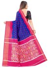Blue and Rose Pink Cotton Designer Traditional Saree - 2
