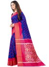 Blue and Rose Pink Cotton Designer Traditional Saree - 1