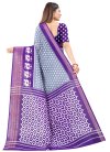 Grey and Purple Woven Work Cotton Contemporary Style Saree - 2