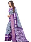 Grey and Purple Woven Work Cotton Contemporary Style Saree - 1