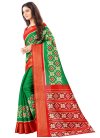 Green and Red Designer Traditional Saree For Casual - 2