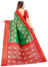 Green and Red Designer Traditional Saree For Casual - 1