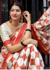 Banarasi Silk Off White and Red Trendy Classic Saree For Ceremonial - 1