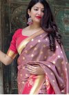 Thread Work Brown and Rose Pink Trendy Saree - 1