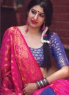 Thread Work Blue and Rose Pink Contemporary Style Saree - 1