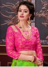 Net Print Work Mint Green and Rose Pink Traditional Saree - 1