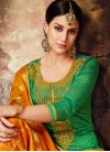Chanderi Silk Green and Orange Semi Patiala Salwar Kameez - 1