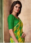 Print Work Cotton Silk Green and Yellow Contemporary Style Saree - 1