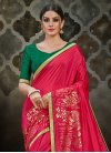 Green and Rose Pink Lace Work Designer Contemporary Saree - 1