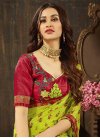 Olive and Red Embroidered Work Silk Georgette Traditional Saree - 1