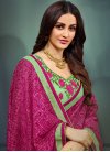 Fuchsia and Mint Green Embroidered Work Contemporary Saree - 1