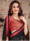Satin Georgette Black and Salmon Trendy Saree For Casual - 1