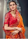 Embroidered Work Orange and Red Classic Saree - 1