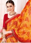 Orange and Red Faux Georgette Traditional Designer Saree - 1