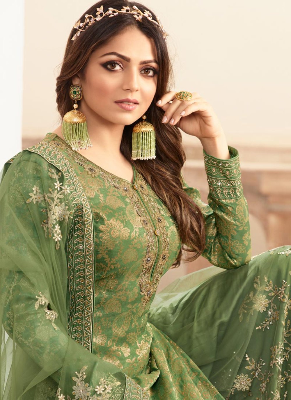 Buy Drashti Dhami Embroidered Work Palazzo Style Pakistani Salwar Suit Online