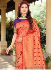 Purple and Red Woven Work  Designer Contemporary Style Saree - 1