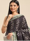 Black and Mint Green Silk Blend Designer Traditional Saree - 2