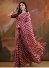 Georgette Pink and Red Mirror Work Designer Contemporary Style Saree - 1