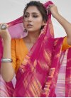 Digital Print Work Orange and Rose Pink Designer Traditional Saree - 1