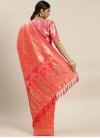 Hot Pink and Peach Woven Work Traditional Designer Saree - 1