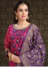 Magenta and Purple Embroidered Work Straight Salwar Kameez - 1