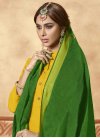 Cotton Green and Yellow Embroidered Work Churidar Salwar Suit - 1