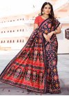 Navy Blue and Red Classic Saree For Ceremonial - 1