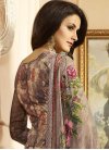 Digital Print Work Beige and Brown Crepe Silk Palazzo Style Pakistani Salwar Suit - 1