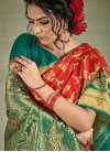 Red and Teal Trendy Saree - 1