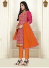 Orange and Rose Pink Pant Style Straight Salwar Suit For Casual - 1