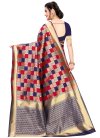 Navy Blue and Red Traditional Saree For Casual - 1
