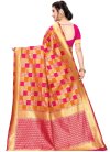 Orange and Rose Pink Banarasi Silk Traditional Designer Saree For Casual - 1