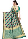 Navy Blue and Sea Green Banarasi Silk Designer Traditional Saree - 1