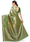 Banarasi Silk Gold and Green Classic Saree - 1