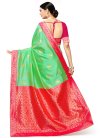 Mint Green and Rose Pink Traditional Saree - 1